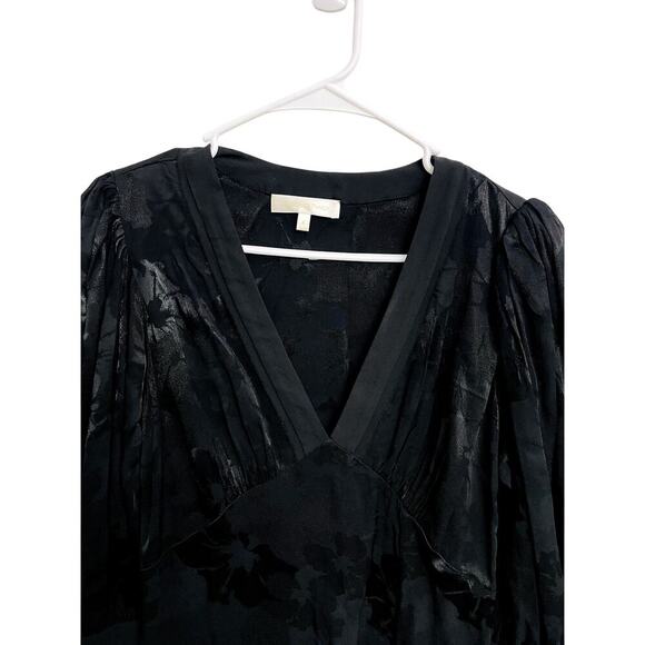 LoveShackFancy Revaline Jacquard Ruffle Mini Dress Babydoll Black Floral Size 6 - Picture 6 of 6